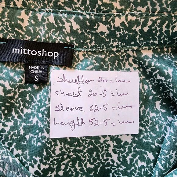Mittoshop Maxi Dress Women Sz S Green Print Collar Button Front Polyester H42968 - Picture 7 of 13